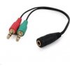 GEMBIRD Kabel rozdvojka jack 3,5mm (4 pólový) na 2x3,5mm F/M, 20cm, černá CCA-418 GEMBIRD Kabel rozdvojka jack 3,5mm (4 pólový) na 2x3,5mm F/M, 20cm, černá CCA-418