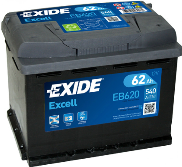 Exide Excell 12V 62Ah 540A EB620