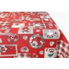 Mondo Vianočný bavlnený obrus Škriatkovia a srdiečka Červená 140x140 cm
