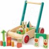 Drevené chodítko s kockami Baby Block Walker Tender Leaf Toys vozík s maľovanými obrázkami 29 kociek od 18 mes Drevené chodítko s kockami Baby Block Walker Tender Leaf Toys vozík s maľovanými obrázkami 29 kociek od 18 mes