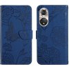 Peňaženkové kožené puzdro BUTTERFLY na Huawei P50 - Modrá Peňaženkové kožené puzdro BUTTERFLY na Huawei P50 - Modrá