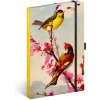 Notique Notes Vtáčiky sakura Kateřiny Winterové linajkovaný 13 x 21 cm