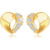 Šperky eshop - Zlaté 9K náušnice - nesúmerné srdiečko so zvlnenou líniou a zirkónmi čírej farby S2GG226.13 Šperky eshop - Zlaté 9K náušnice - nesúmerné srdiečko so zvlnenou líniou a zirkónmi čírej farby S2GG226.13