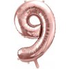 PartyDeco Balónik číslo ružovo zlatý 9 fólia 86 cm PartyDeco Balónik číslo ružovo zlatý 9 fólia 86 cm