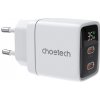 Choetech nabíjačka GaN 35W s 2× USB-C a LED displejom - biela PD6051 Choetech nabíjačka GaN 35W s 2× USB-C a LED displejom - biela PD6051