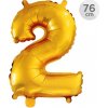 JUNIOR Balón narodeninový 76 cm - číslo 2, zlatý JUNIOR Balón narodeninový 76 cm - číslo 2, zlatý