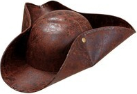 Hnedý pirátsky klobúk s koženým vzhľadom
