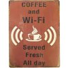 Plechová retro tabuľa Coffee and WiFi 30x40cm (Kovová cedula čerstvá káva a Wi-Fi) Plechová retro tabuľa Coffee and WiFi 30x40cm (Kovová cedula čerstvá káva a Wi-Fi)