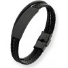 Troli Moderný čierny náramok pre mužov Leather VABOB033