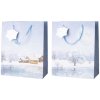 Darčeková taška 260x320 mm zimná krajina mix, modrá, biela Darčeková taška 260x320 mm zimná krajina mix, modrá, biela