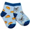 Baby Nellys Bavlnené veselé ponožky Myška a syr svetlo modré
