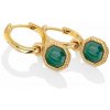 Hot Diamonds Luxusné okrúhle náušnice s diamantmi a malachitmi 2v1 Jac Jossa Hope DE676