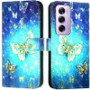 Peňaženkové 3D puzdro na OPPO Reno12 5G Pro - Zlatý Motýľ Peňaženkové 3D puzdro na OPPO Reno12 5G Pro - Zlatý Motýľ