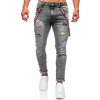 Čierne pánske slim fit rifle s trakmi Bolf KX968-C Čierne pánske slim fit rifle s trakmi Bolf KX968-C