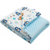 NEW BABY - Detská deka z Minky s výplňou Medvedíkovia modrá 80x102 cm