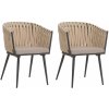 Design-Shop Záhradné stoličky HWC-N38 (SET 2 ks), olefínové lano, béžové vankúše - svetlo hnedá Design-Shop Záhradné stoličky HWC-N38 (SET 2 ks), olefínové lano, béžové vankúše - svetlo hnedá