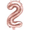 PartyDeco Fóliový balón Mini Číslo 2 ružovo zlatý