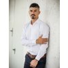 Pánska košeľa so žraločím golierom biela ľanový vzhľad, ZVOĽTE VEĽKOSŤ OBLEČENIA 39/40 (M), STRIH KOŠELE SLIM FIT-užší Pánska košeľa so žraločím golierom biela ľanový vzhľad, ZVOĽTE VEĽKOSŤ OBLEČENIA 39/40 (M), STRIH KOŠELE SLIM FIT-užší