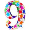 Nafukovací balónik číslo 9 farebné hviezdičky 102cm extra veľký - Grabo Nafukovací balónik číslo 9 farebné hviezdičky 102cm extra veľký - Grabo