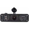 Vodotesná 12 V zásuvka + USB zásuvka + voltmeter Vodotesná 12 V zásuvka + USB zásuvka + voltmeter