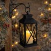 Dekoratívny LED lampáš s elektrickou sviečkou na batérie čierny (Bezpečné a štýlové osvetlenie do interiéru, na balkón aj pod prístrešok) Dekoratívny LED lampáš s elektrickou sviečkou na batérie čierny (Bezpečné a štýlové osvetlenie do interiéru, na balkón aj pod prístrešok)