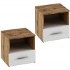 Tempo Kondela - Nočný stolík, 2 ks, dub wotan/biela, GABRIELA Tempo Kondela - Nočný stolík, 2 ks, dub wotan/biela, GABRIELA
