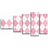Sablio Obraz - 5-dílný Ružové a biele kosoštvorčeky - 100x60 cm Sablio Obraz - 5-dílný Ružové a biele kosoštvorčeky - 100x60 cm