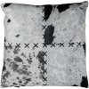 Mars & More Bielo-čierny kožený vankúš s výrazným stehom Stitch Cow - 45*45*15cm - Mars & More Mars & More Bielo-čierny kožený vankúš s výrazným stehom Stitch Cow - 45*45*15cm - Mars & More