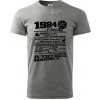 1984 v kocke - Klasické pánske tričko vyššej gramáže - XS ( Tmavosivý melír ) 1984 v kocke - Klasické pánske tričko vyššej gramáže - XS ( Tmavosivý melír )