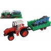 Teddies Traktor s vlekem s pluhem na setrvačník 53 cm Teddies Traktor s vlekem s pluhem na setrvačník 53 cm