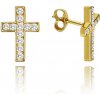 MINET JMG0028WGE02 - Luxusné zlaté náušnice krížiky s bielymi zirkónmi Au 585/1000 1,10g MINET JMG0028WGE02 - Luxusné zlaté náušnice krížiky s bielymi zirkónmi Au 585/1000 1,10g