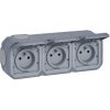 Plexo55 069763L zásuvka 3x2P+PE povrch. predkábl. sivá Plexo55 069763L zásuvka 3x2P+PE povrch. predkábl. sivá