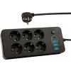 BLOW Predlžovačka 6x 3m PS-630 3xUSB 1xUSB-C čierna 2x1mm BLOW Predlžovačka 6x 3m PS-630 3xUSB 1xUSB-C čierna 2x1mm