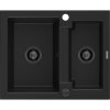 Mexen Carlos, granitový drez 582x475x177 mm, 1,5-komorový, čierna s čiernym sifónom, 6518581500-77-B Mexen Carlos, granitový drez 582x475x177 mm, 1,5-komorový, čierna s čiernym sifónom, 6518581500-77-B