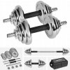 Chrómované liatinové činky s tyčou, sada 20kg Rebel, pevné a nastaviteľné Chrómované liatinové činky s tyčou, sada 20kg Rebel, pevné a nastaviteľné