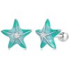 For Silver Puzetové náušnice Zelená Hviezdice - Striebro 925 For Silver Puzetové náušnice Zelená Hviezdice - Striebro 925