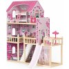 Eco Toys Drevený domček pre bábiky s terasou a šmýkačkou