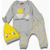 3 dielna bavlnená súprava sivá s žltou Kuriatko