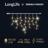 LongLife spojovateľná led svetelná záclona vonkajšia flash - 50led - 3m teplá biela / flash prebliknutie studená biela - biely kábel LongLife spojovateľná led svetelná záclona vonkajšia flash - 50led - 3m teplá biela / flash prebliknutie studená biela - biely kábel