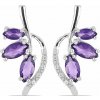 Nefertitis Náušnice strieborné s brúsenými africkými ametystmi a zirkónmi Ag 925 019520 AFAM NF14344 - 2,5 cm, 3,0 g Nefertitis Náušnice strieborné s brúsenými africkými ametystmi a zirkónmi Ag 925 019520 AFAM NF14344 - 2,5 cm, 3,0 g