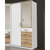 Šatníková skriňa so zrkadlom Click, 91 cm, biela/doskový dub Šatníková skriňa so zrkadlom Click, 91 cm, biela/doskový dub