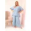 Kesi Dámska súprava Plus Size 51014 - blúzka + nohavice Farba: modrá - svetlo, Veľkosť: UNI Kesi Dámska súprava Plus Size 51014 - blúzka + nohavice Farba: modrá - svetlo, Veľkosť: UNI
