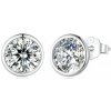 For Silver Okrúhle puzetové náušnice s kryštálom Single - Striebro 925 For Silver Okrúhle puzetové náušnice s kryštálom Single - Striebro 925