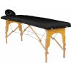 BodyFit skladacie 2-zónové drevené masážne lôžko s úložným kufrom 216x60cm - čierno-hnedá