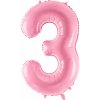 PartyDeco Fóliový balón narodeninové číslo 3 ružový 86cm PartyDeco Fóliový balón narodeninové číslo 3 ružový 86cm