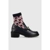 Kožené členkové topánky Tommy Hilfiger Tommy Monogram Bootie dámske, tmavomodrá farba, na podpätku, FW0FW06823.DW5 EUR 39