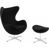 Nábytek PEGAS Křeslo Vejce s podnožkou kašmír 1 černé Premium Nábytek PEGAS Křeslo Vejce s podnožkou kašmír 1 černé Premium