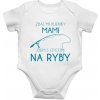 Zbaľ mi plienky, mami, idem s otcom na ryby - body s potlačou - Tričkový | 12M | Biela | Body Zbaľ mi plienky, mami, idem s otcom na ryby - body s potlačou - Tričkový | 12M | Biela | Body
