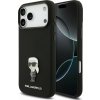 Karl Lagerfeld Liquid Silicone Metal Ikonik zadný kryt pre iPhone 17 Pro Max Black
