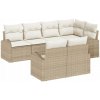7-dielna súprava záhradného nábytku s vankúšmi, béžový polyratan, 2-miestna 7-dielna súprava záhradného nábytku s vankúšmi, béžový polyratan, 2-miestna